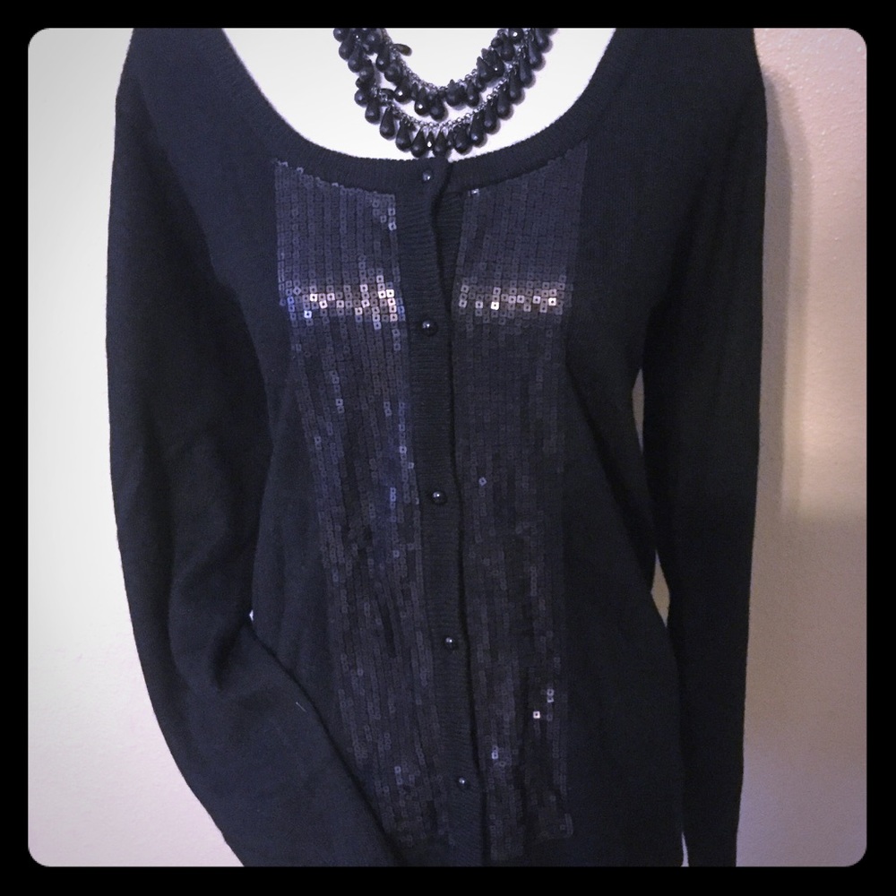 Avenue black cardigan sweater 18/20 1x w/ sequins